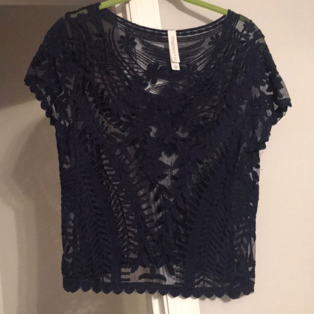 Navy knit crop top